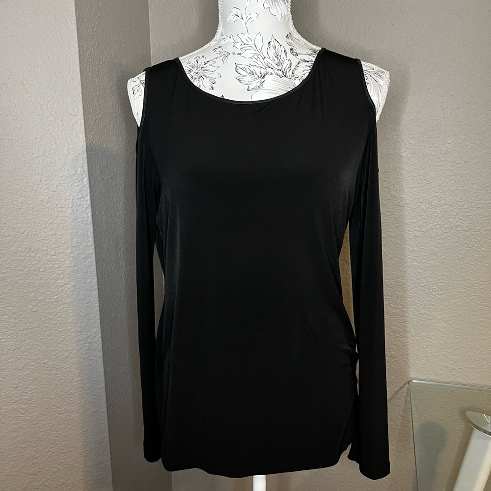 Black cold shoulder top